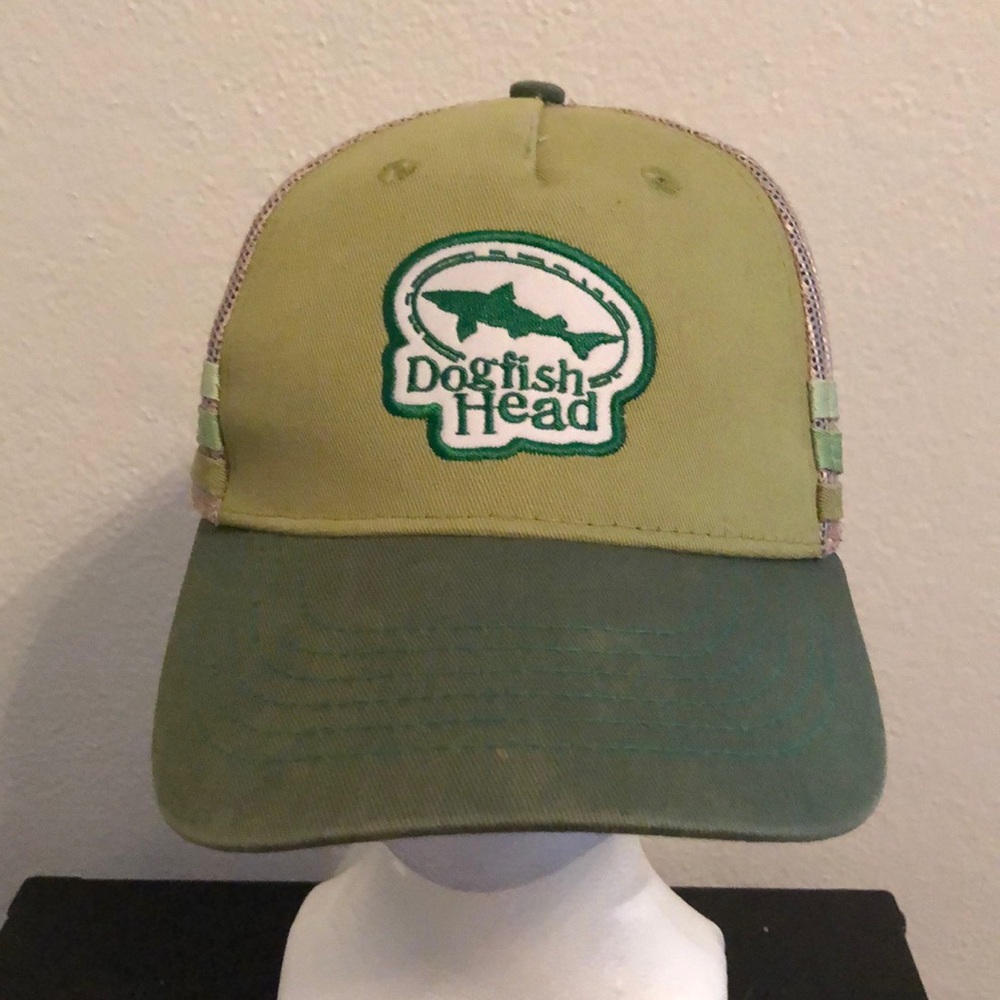 dogfish head hat snapback light green three stripes banded good condition